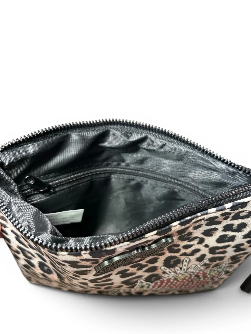 Ed Hardy Cheetah Leopard Print Love Hearts Rhinestone Wristlet NWT